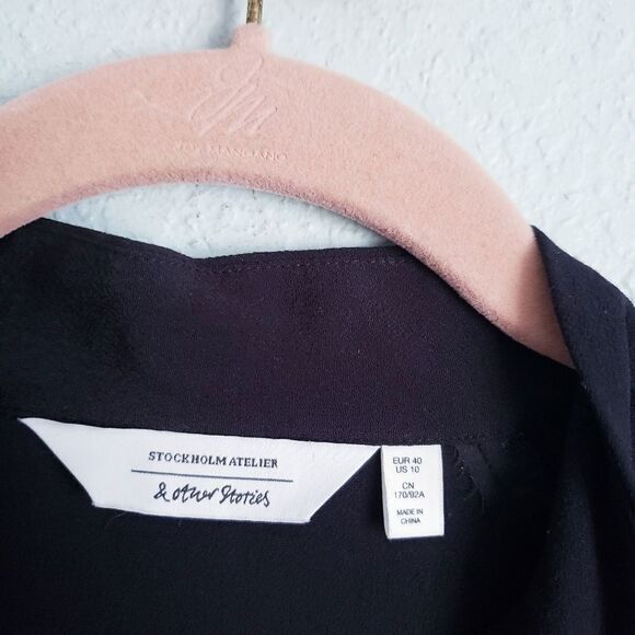 &‎ Other Stories Black Ruffle Long Sleeve Zipper Blouse - Picture 2 of 6